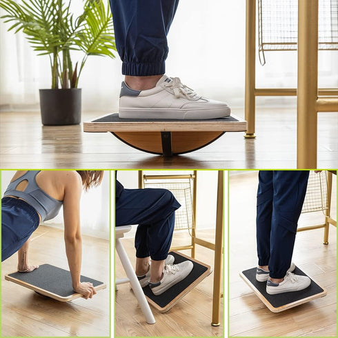 StrongTek Professional Wooden Balance Board - Rocker Board for Under Desk, Core Strength and Stability