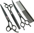 Kingstar 8.0in. Matt Black Professional Pet Grooming Scissors Set - Straight, Thinning & Curved Scissors with Comb