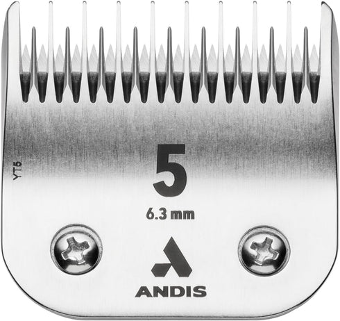 Andis Carbon Infused Steel UltraEdge Dog Clipper Blade, Size-5 Skip Tooth, 1/4-Inch Cut Length (72640), Chrome