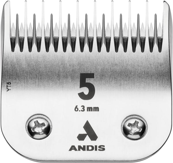 Andis Carbon Infused Steel UltraEdge Dog Clipper Blade, Size-5 Skip Tooth, 1/4-Inch Cut Length (72640), Chrome
