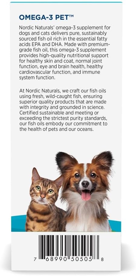 Omega-3 2 oz 294 Omega-3 mL Immune Nordic Naturals Pet, Unflavored - - mg Per One - Fish Oil for Small Dogs & Cats