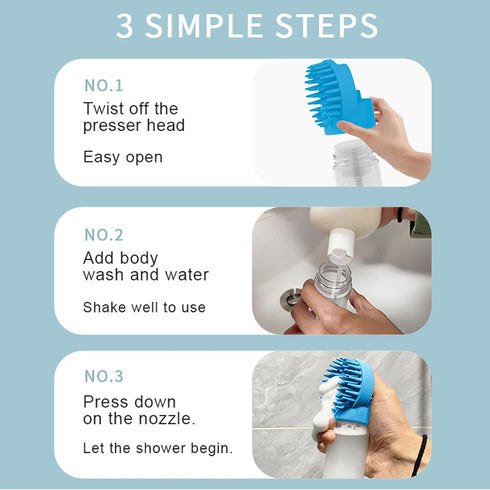 (6 Pcs) ELEGX Pet Grooming Bath Massage Brush with Soap and Shampoo Dispenser Soft Silicone Bristle for Long Short