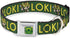 Buckle-Down Dog Collar, Seatbelt Buckle Kawaii Loki Standing Pose Text Green Yellow, 1.5" Wide, Fits 13-18" Neck, Small