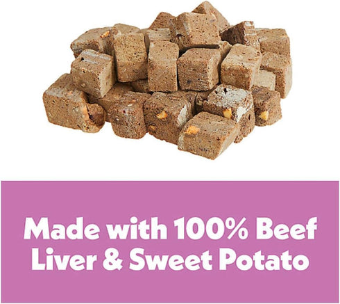 Wiggles & Wags 5 oz, Freeze Dried Beef Liver & Sweet Potato Dog Treats, with DN Essentials Bone Shaped Waste Bag