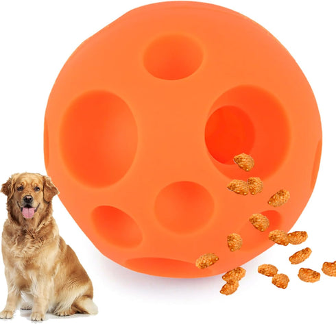 Dog Toy Balls, 5 Inch Treat Dispenser, Interactive Chew Toy for Food Dispensing, Ball for Large Medium Dogs (Orange)