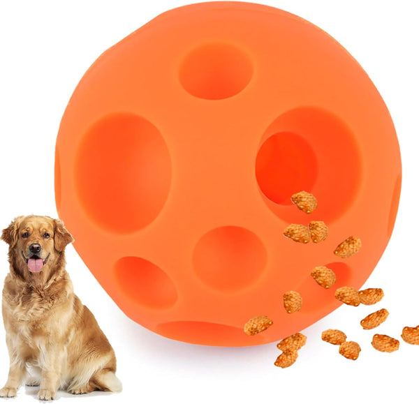 Dog Toy Balls, 5 Inch Treat Dispenser, Interactive Chew Toy for Food Dispensing, Ball for Large Medium Dogs (Orange)