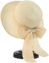 Women's Straw Sun Hat - Wide Brim Ribbons Roll Up Bucket UPF 50+ Foldable Floppy with Strap