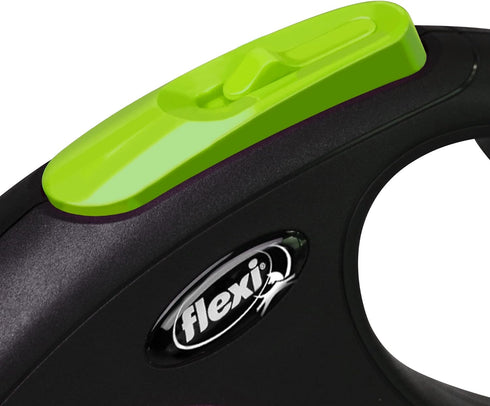 Flexi New Neon Tape Green Medium 5m Retractable Dog Leash for Dogs up to 25kgs/55lbs