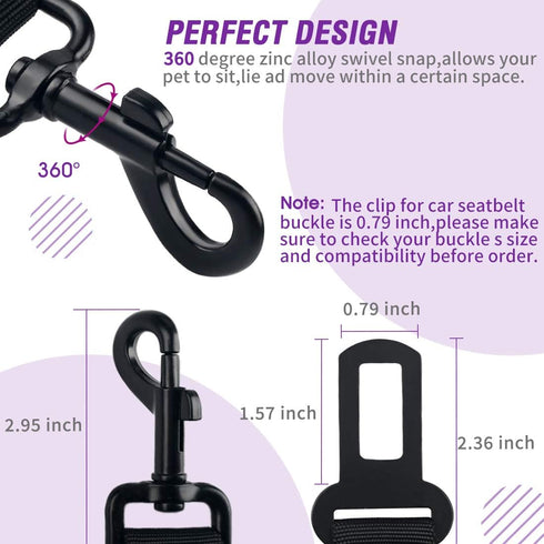 COOYOO Dog Seat Belt,Retractable Dog Car Harness Seat Belt for Car Adjustable Nylon Pet Safety Seat Belts Heavy Duty