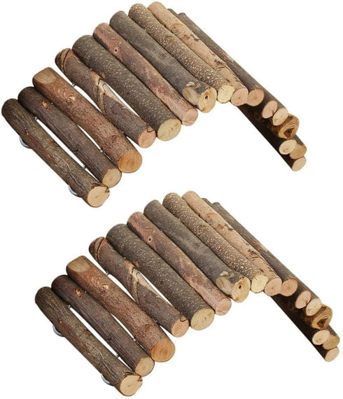 PINVNBY 2 PCS Hamster Toys - Wooden Ladder Bridge Tunnel Hide for Guinea Pigs and Small Animals