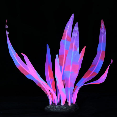 Glowing Fish Tank Decorations - 4 pcs Glow Aquarium Decorations, Glowing Mushroom Coral Plant Ornaments