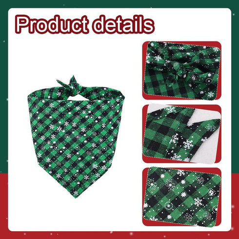 YangQian Christmas Bandana Dog Scarf Large Medium Small Dog Kerchief Bandana Holidays Triangle Cat Bib Green Plaid Pet