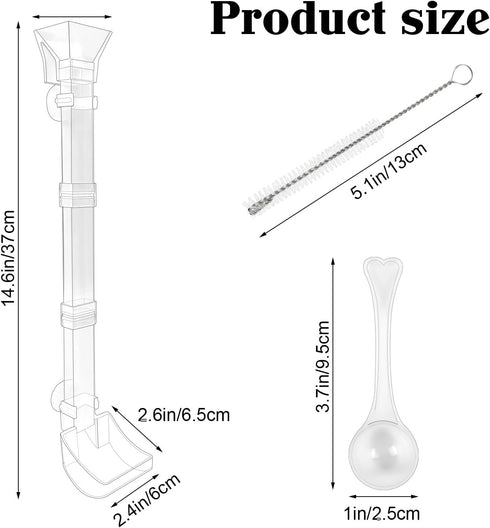 Rainmae Aquarium Fish Shrimp Feeding Dish Set, Transparent Fish Feeder Tube Kit with Cleaning Brush