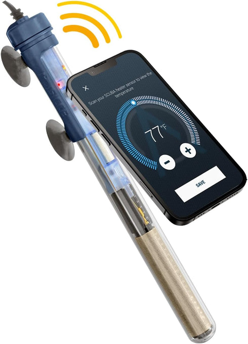 Sicce Scuba 100 Watt Aquarium Fish Tank Heater - Smartphone Controlled via NFC, Adjustable for Marine and Freshwater