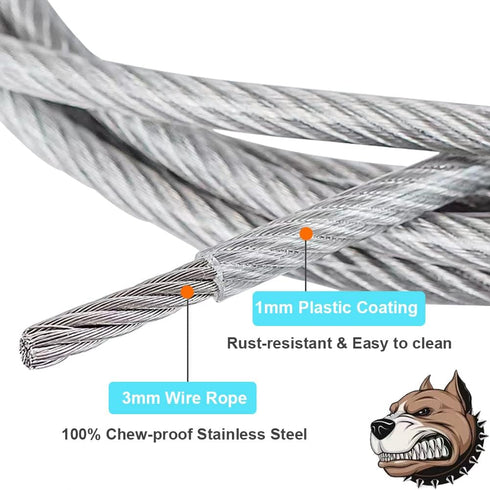 4/6FT Chew Proof Cable Slip Lead Dog Leash with Reflective Soft Nylon Handle for Small Medium Dogs Training (6ft)