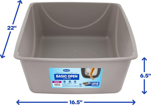 Petmate Open Cat Litter Box, Extra Large Nonstick Litter Pan, Durable Standard Litter Box, Mouse Grey