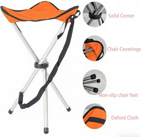 OVINEG Stool,16.5" Folding Camping Folding Camping Chairs,Portable Tripod Seat,Outdoor Travel Tall Chair for Camping
