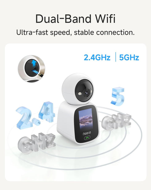 Noorio 5G 2K 360 2.4 Inch CL200 Two Way Video Calling Camera, One Click Call Pet Camera with Phone App, PTZ Dog Cam