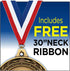 2.75" Silver Chicken Medal Award with Neck Ribbon