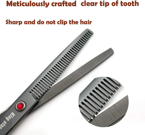 7.0in Titanium Professional Dog Grooming Scissors Set - 4pcs Straight, Thinning & Curved Scissors for Dog Grooming