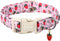 ARING PET Summer Dog Collar, Cute Pink Adjustable Strawberry Bees Print for Small Medium Large Dogs