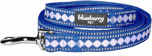 Blueberry Pet 5 ft x 5/8" Palace Blue Jacquard Dog Leash with Soft & Comfortable Handle, Small, Reflective