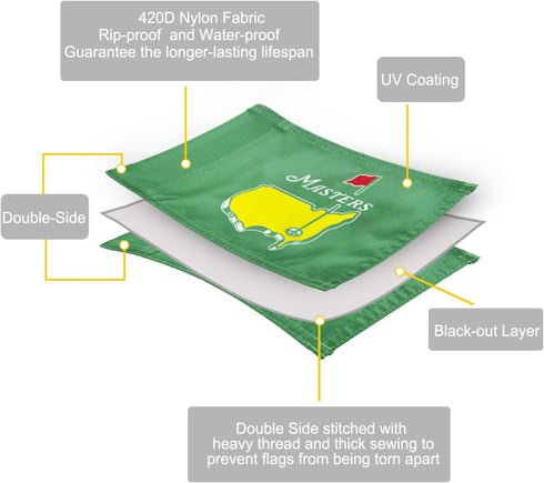 Themed Mini Golf Flag, 8x6 Inch, Double-Sided Silk-Screened, Fade-Resistant 420D Nylon for Backyard Practice