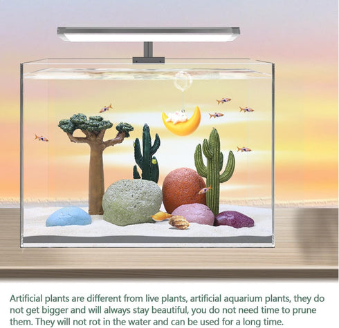YOLUFER 2Pcs Reptile Cactus Plants Terrarium Decoration Faux Reptile Terrarium Cactus Plant Landscape Decoration