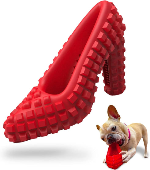 Super Shoe Dog Toy for Aggressive Chewers - Rubber Natural Teething Toy and Treat Dispenser for Small and Medium Dogs