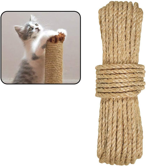 West Coast Paracord Natural Cat Sisal Rope for Scratching Post, Replacement Tree Tower, DIY Scratcher Hemp Rope (100