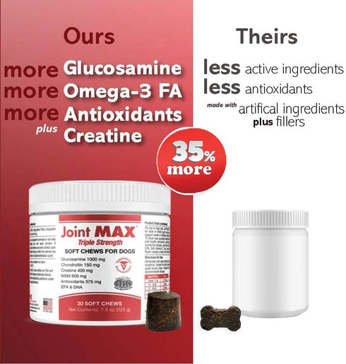 PHS Joint MAX Triple Strength Soft Chews for Dogs, 30 Chews - Glucosamine, Chondroitin, Omega 3
