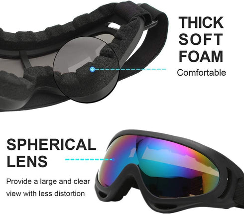 Ski Goggles Pack of 4 - Snowboard Motorcycle Tactical Combat Military Glasses