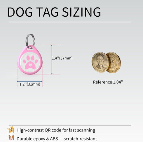 Taghelp 2-Pack 1.2") -Smart QR Code Pet ID Tag for Dogs - Instant GPS Location Alert via Email, No App/Subscription