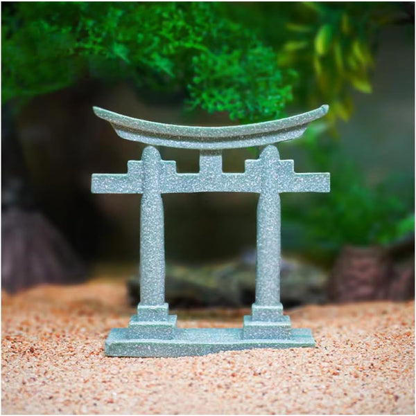 Asian Japanese Shinto Torii Gate Aquarium Decorations, Miniature Shrine Ornament for Fish Tank