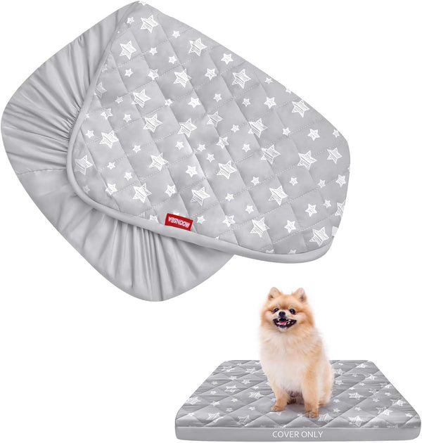 Dog Bed Covers Replacement, Washable Waterproof Pet Hair Easy to Remove, Lovely Grey Star Print, 16x25 Inches, Cover