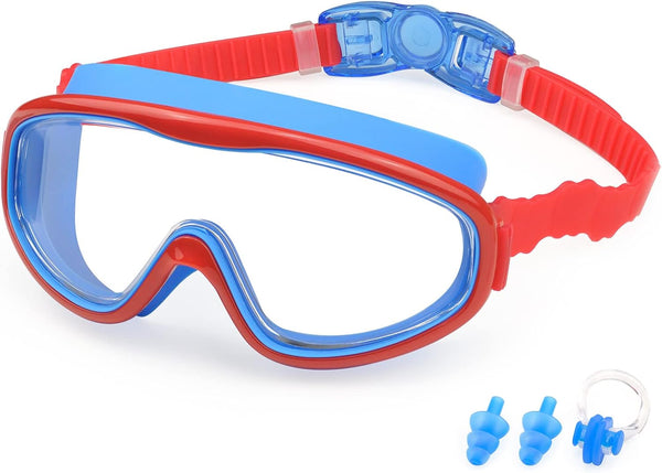 KAILIMENG Kids Swim Goggles, Anti-Fog, Anti-UV Wide View Swimming Goggles for Ages 3-15
