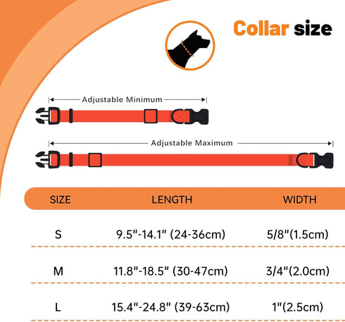 Waterproof Dog Collar with Quick Release Buckle, Easy to Clean Rubber Collars for Small Medium Large Dogs (Orange, L