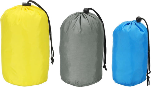 PATIKIL Stuff Sack, 3 Pack Assorted S/M/L Waterproof Outdoor Storage Sack for Camping, Portable Drawstring Dust Flap Bag