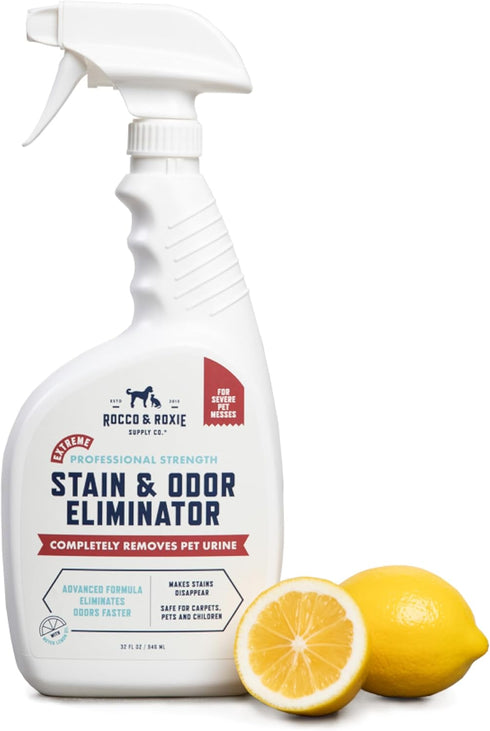 Rocco & Roxie Extreme Stain & Odor Eliminator, Enzymatic Cleaner for Pet Urine, Stain Remover Spray