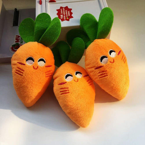 Orange Carrot Shape Chewing Plush Toy for Pets, Dog Cat Bite Squeaker Interaction Toy