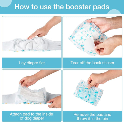 100 Count, Disposable Dog Diaper Booster Pads M - Dog Diaper Liners for Male and Female Dogs, Inserts Fit Most Puppy