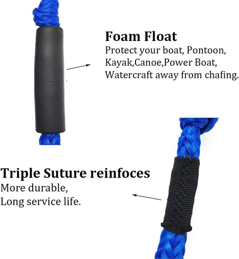 4 Pack Bungee Boat Dock Lines Boat Mooring Rope Boat Accessories Docking Lines for Kayak,Jet Ski,Pontoon,Canoe,Power