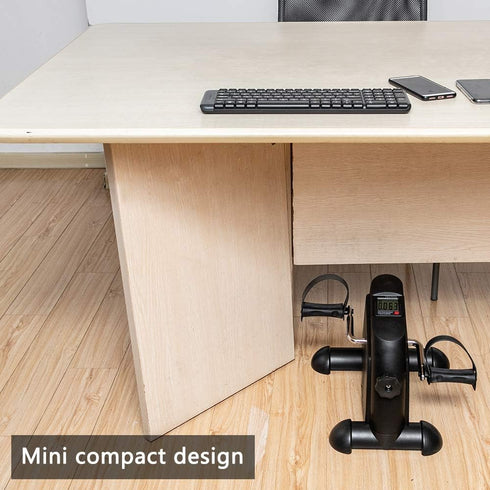 Byya W002K Mini Exercise Bike with Adjustable Resistance,LED Display,Portable Fitness Pedal Stationary Under Desk Foot