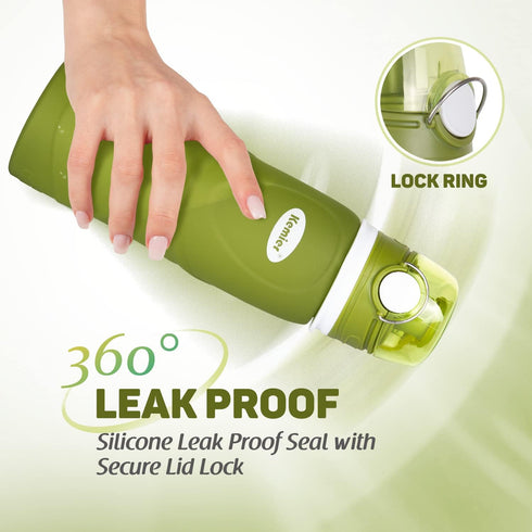 Kemier Collapsible Silicone Water Bottles, 750ML, BPA Free Travel Bottle, Leak Proof