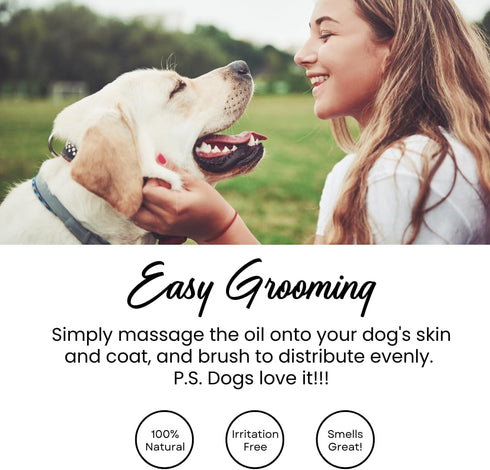 Natural Skin & Coat Oil for Dogs Coconut, Olive & Almond Oil Dog Moisturizer for Dry, Itchy Skin & Dull Coats | Adds