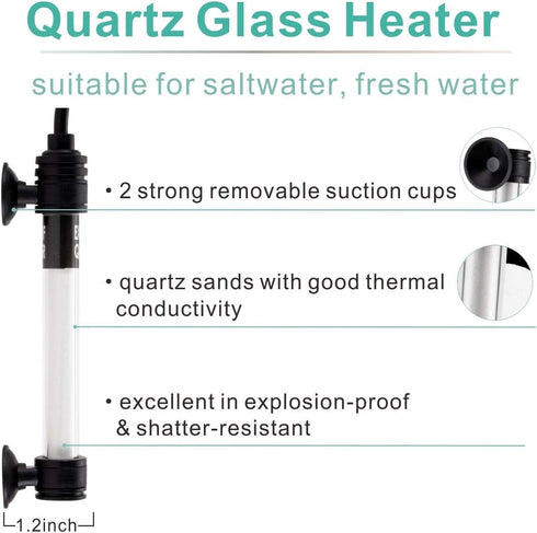 hygger 50W Mini Inline Quartz Glass Aquarium Heater with External Controller, Adjustable Thermostat for 5-15 Gallon