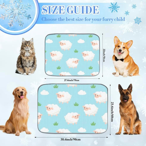 imiBBWQu Summer 27" 22" Cooling Mat for Dogs Sheep White Clouds Blue Upgraded Self-Cooling Mat for Dogs Washable Dog