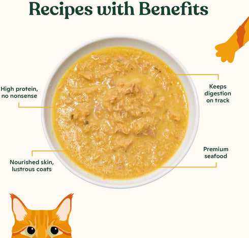 (3.0 oz (Pack 12), Made by Nacho Flaked Filets Recipe in Bone Broth, Grain-Free Chef's Selects Wet Food for Cats