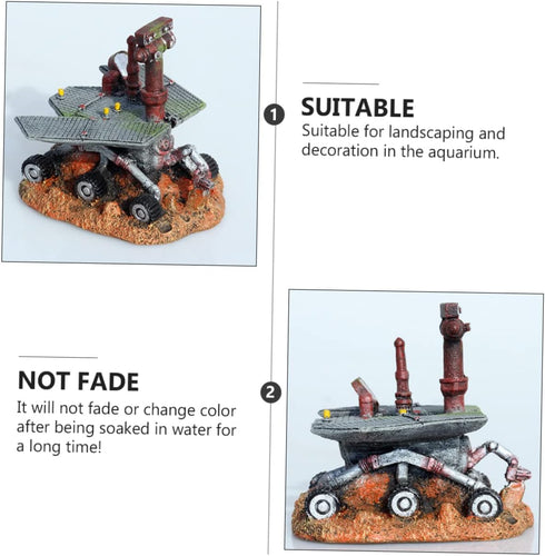 1pc Mars Rover Ornament for Home Car Trim, Glass Ornaments Fish Tank Shelter Mini House Figurine
