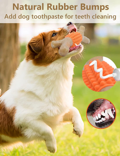 SCHITEC Dog Chew Toy for Aggressive Chewers, Tough Nylon & Rubber Teething Stick for Large Medium Breeds